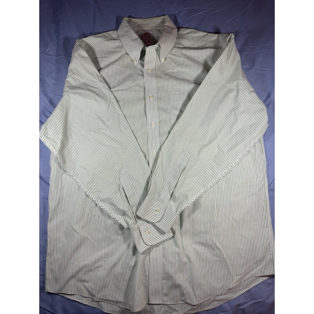 Brooks Brothers Madison Men's Green Striped Long Sleeve Button Up Shirt Size XL